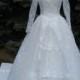 1950's-60's White Lace Dropped Waist Full Ballgown/Princess/ Royal/ Wedding Dress Size S-M