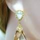Swarovski Golden Shadow  Crystal Earrings Champagne Gold Teardrop Earrings Bridesmaids Gift Wedding Jewelry Gift Bridal Earrings (E024)