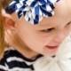 Navy Blue and White Stripe Nautical Headband - Newborn Baby Hairbow - Little Girls Hair Bow - Summer or Spring Wedding Accessories