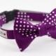 Ready to Ship 12" to 14" - Purple Dots Dog Bow Tie Collar