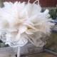 IVORY Ostrich Feather and Lace Bridal Bouquet - Antique Vintage Style Bride Pearls & Chandelle Feathers Bride Bouquets Custom Wedding Colors