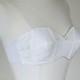 1950's white cotton eyelet bra, strapless boned pointed conical bra, 34 B bra, Francis Wood