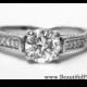 Certified PLATINUM Diamond Engagement Ring - 1 carat center stone - Cutstom made - Vinatage styel - weddings - brides - ART DECO - Bpt09