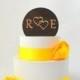 Personalized Heart Wedding Cake Topper, Burned Wood with Your Custom Letters