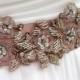Beaded Lace Bridal Sash In Bronze And Gold, Wedding Dress Sash, Bridal Belt, Rustic Wedding
