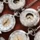 Set of 7 Silver Groomsmen pocket watches with vest chains ships from Canada