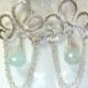 Victorian blue chalcedony silver chandelier earrings, blue silver chandelier tassle earrings, aqua blue bridesmaid earrings