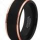 Black Tungsten Ring Rose Gold Wedding Band Ring Tungsten Carbide 8mm 18K Tungsten Ring Man Wedding Band Male Women Midnight Rose Collection