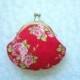 Red Rose small clutch Coin Purse - Made from Tilda fabric - Handmade Gift, Wedding Gift