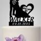 Mr & Mrs Wedding Cake Topper - Personalized Custom Name and Date Bride Groom Silhouette and Heart Cake Decoration, funny ,unique topper