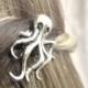 Octopus Hair Clip - Silver Octopus Jewelry - Nautical Hair Accessories - Ocean Bobby Pin - Nautical Bobbypins
