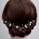 Swarovski Pearl Bridal Hair Vine, Pearl Bridal Headband,  Pearl Bridal Hairpiece, Silver Wedding Hair Vine, Bridal Hair Accessory