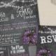 Rustic Mason Jar Wedding Invitation Suite - Summer Barn Wedding Invite w/ String Lights, & Purple Peonies - Digital or Printed
