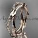 14k rose gold diamond leaf and vine wedding band,engagement ring ADLR353B