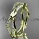 14k yellow gold diamond leaf and vine wedding band,engagement ring ADLR353B