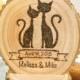 Wedding Cake Topper Rustic Wood Burned Cat Couple Personalized