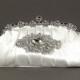 White Satin Wedding Bridal Clutch Vintage Style with Crystal Rhinestone Brooch - Also Available in Ivory or Taupe