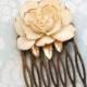Ivory Cream Rose Hair Comb Gold Petals Bridal Hair Comb Romantic Bridesmaids Gift Flower Hair Piece Vintage Style Country Chic Wedding