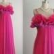 50's Vanity Far Nightgown // Vintage 1950's Pink & Violet Ruffled Nylon Goddess Slip Gown 34 S