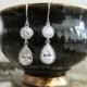 Silver Wedding Earrings Rhinestone Clear Crystal Bridal Jewelry Drop Dangling Stone Sparkling Elegant for Bride Bridesmaids Earrings C1 JW
