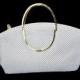 White Metal Mesh Clutch Purse Bag With Gold Handle Evening Clutch Bags Wedding Modernist 1980s Handbags