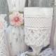 Burlap And Lace Pink Shabby Chic Vase Collection, Wedding Vase Decor, Rustic Shabby Chic Wedding