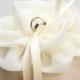 Ivory ring pillow, wedding ring bearer, bridal flower ring pillow - Adina