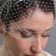 Bridal Veil Set, Ivory Mini Birdcage Veil with Ivory Lace Head Piece, Wedding Veil and Birdcage Fascinator