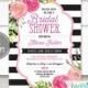 INSTANT DOWNLOAD - Black Pink Bouquet - DIY Printable Bridal Shower Invitation