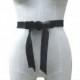 Soft Leather Bow Belt,  Black Leather Ribbon Tie on  Belt , Wedding Dress Sash, Xsmall small  medium large, custom made