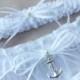 Beach Wedding Garter Anchor Garter Set White Sheer Organza White Stain Wedding Bridal