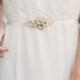 Gold Bridal Sash, Flower, Leaf and Rhinestone Sash -Style 8115