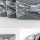 Bridesmaid-Wedding Clutch - Gray Lace Bow Clutch - Set of 6