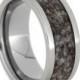 Titanium Ring with Dark Tone Crushed Antler, Deer Antler Wedding Band and the Very First Crushed Antler Ring, Ring Armor Included
