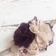 plum purple champagne headband-chiffon butlap lace headbabd-wedding flower girl headband
