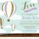 Hot Air Balloon Bridal Shower Invitation - Love is in the Air - Wedding Shower Invite - Bridal Brunch - Birthday - Printable - LR1003