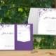 Pocket Wedding Invitation Printable Set - Instant DOWNLOAD - EDITABLE TEXT - Chic Bouquet (Violet & Silver)  - Microsoft® Word Format