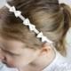 Flower Girl Headband -  Three Small Ivory Satin Bows Handmade Headband - Baby to Adult Headband