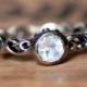 Rainbow moonstone ring - sterling silver swirl ring - bezel engagement ring - mini Water Swirl ring - June birthstone - custom made to order