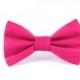 Pink Linen Dog Bow Tie - Hot Pink Raspberry Detachable Dog Collar Bow Tie
