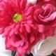 Free Shipping Wedding Bouquet Bridal Silk flower Decoration 17 pieces Package FUCHSIA DAISY WHITE Black centerpieces RosesandDreams
