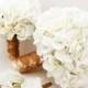 White Silk Hydrangea Bridal & Bridesmaid Bouquet  Groom's Best Man Boutonniere - Silk Flower Wedding Package - Choose Your Colors