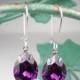 Amethyst Rhinestone Earrings Violet Purple Swarovski Drop Earrings Wedding Jewelry Bridesmaid Earrings