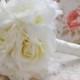 Wedding Bouquet Ivory Rose Silk Wedding Bouquet with Feather Accents