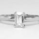 Timeless 1970's Perfect .59ct Emerald Cut Diamond Solitaire Engagement Ring Platinum