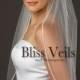 Rhinestone Edge Wedding Veil, Waist Length Bridal Veil, One Layer Veil
