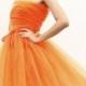 Tulle Skirt Tea Length Tutu Skirt Elastic Waist Tulle Tutu Princess Skirt Wedding Skirt In Orange - NC508