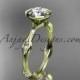 14k yellow gold diamond vine wedding ring, engagement ring with "Forever Brilliant" Moissanite center stone ADLR21A