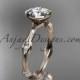 14k rose gold diamond vine wedding ring, engagement ring with "Forever Brilliant" Moissanite center stone ADLR21A