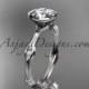 14k white gold diamond vine wedding ring, engagement ring with "Forever Brilliant" Moissanite center stone ADLR21A